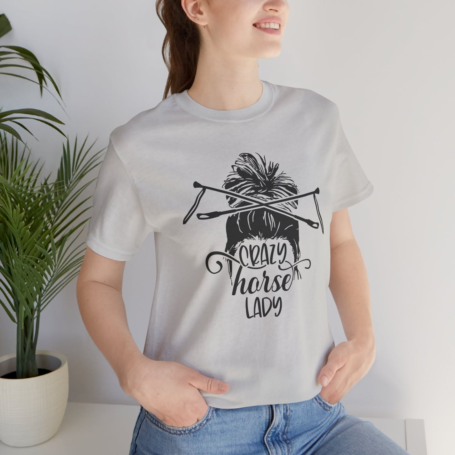 Crazy Horse Lady Unisex Tee, Perfect for Horse Lovers, Gifts for Equestrians, Funny Animal Shirt, Birthday Gift for Her