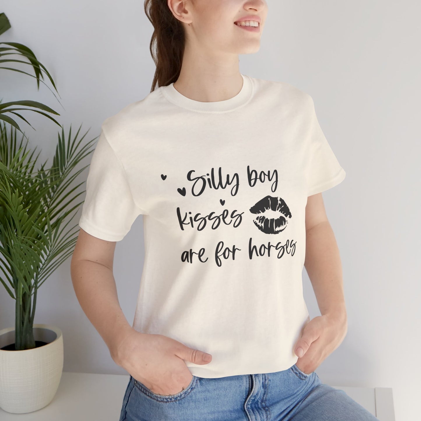 Silly Boy Kisses Tee, Unisex Jersey T-Shirt, Funny Horse Lover Gift, Equine Humor Shirt, Country Style Tee, Unique Animal Lover Apparel