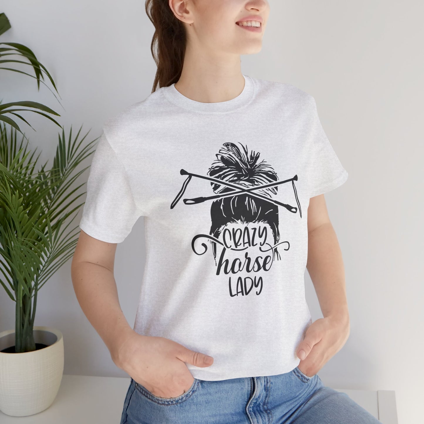 Crazy Horse Lady Unisex Tee, Perfect for Horse Lovers, Gifts for Equestrians, Funny Animal Shirt, Birthday Gift for Her