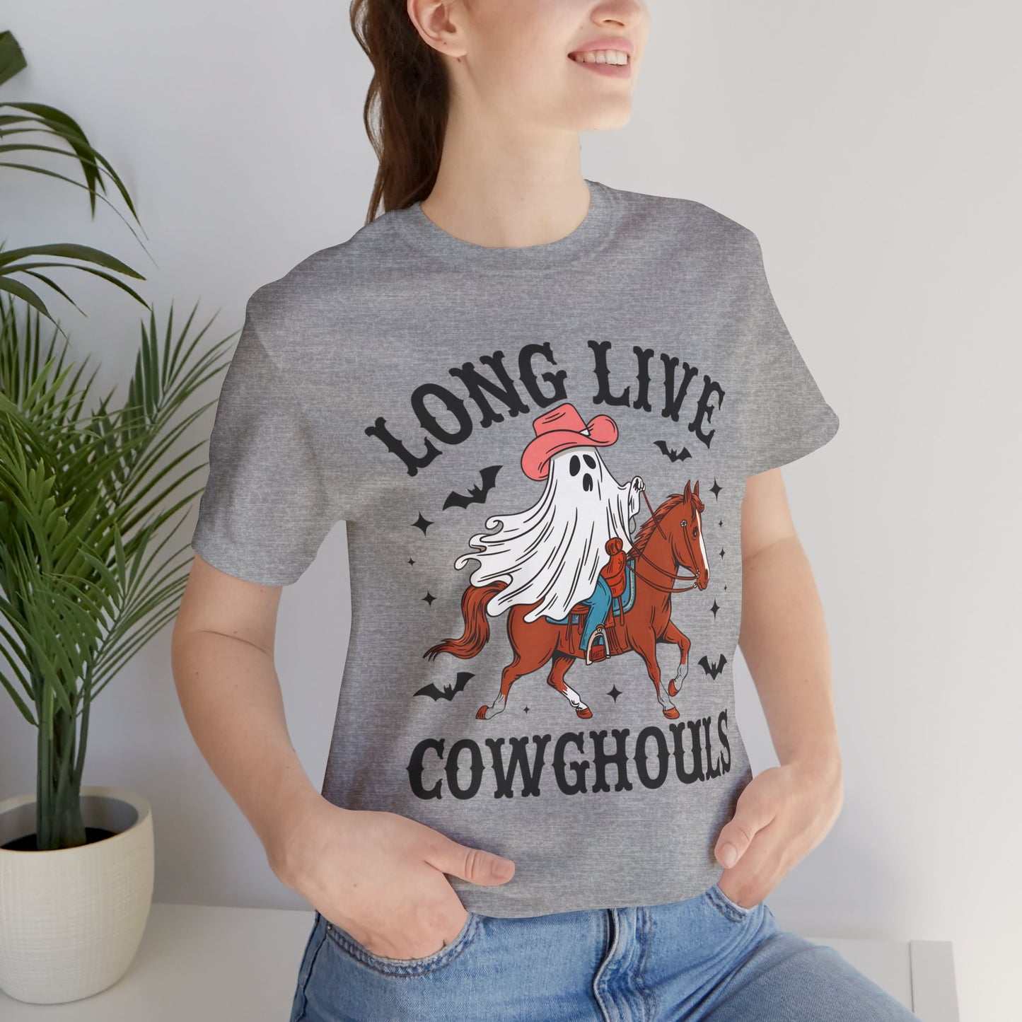 Ghost Cowboy Tee, Spooky Shirt, Halloween Apparel, Unisex Halloween Shirt, Funny Graphic Tee, Long Live Cowghouls