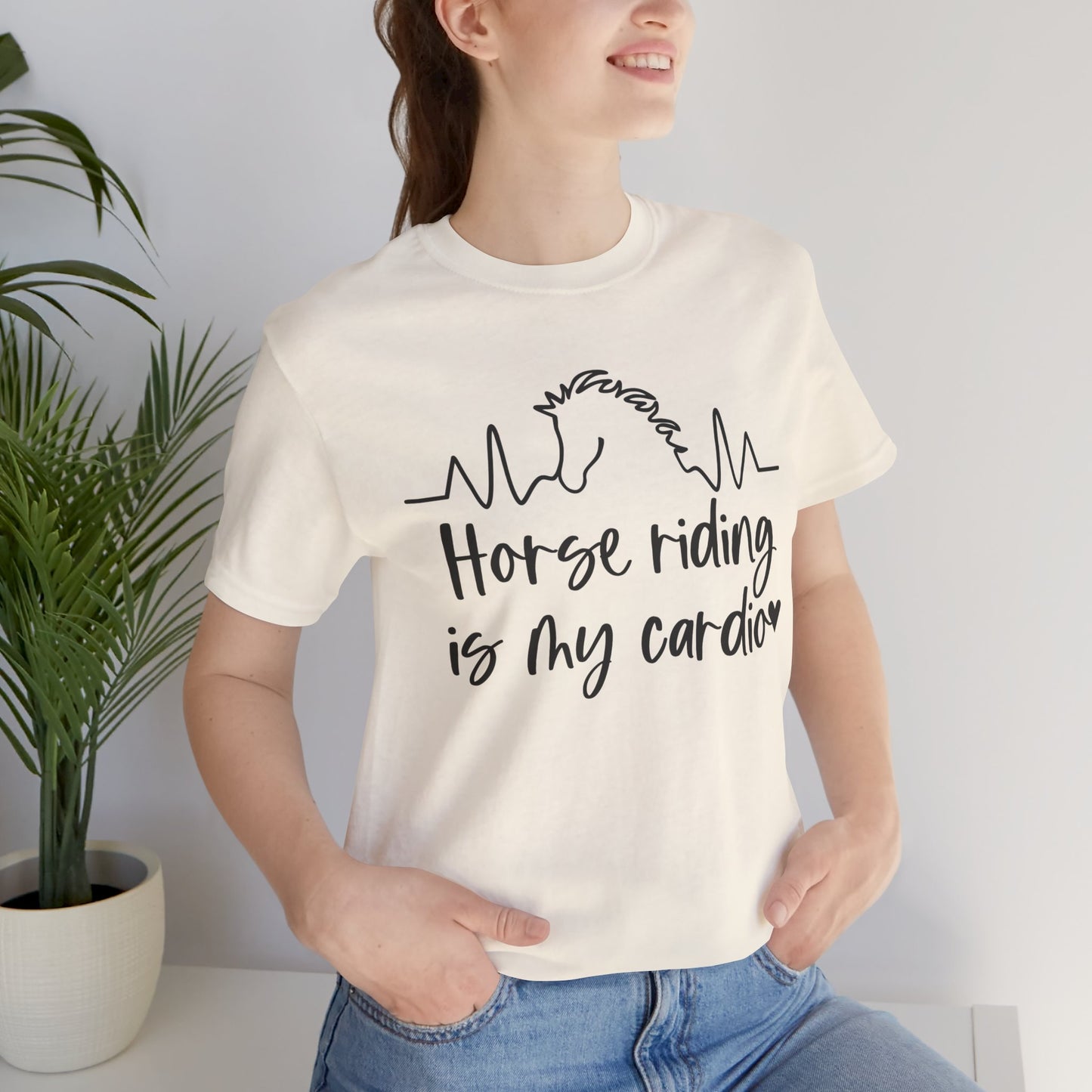 Horse Riding Is My Cardio Unisex Tee, Perfect Gift for Equestrians, Horse Lover T-Shirt, Funny Horse Riding Apparel, Casual Cowgirl Shirt