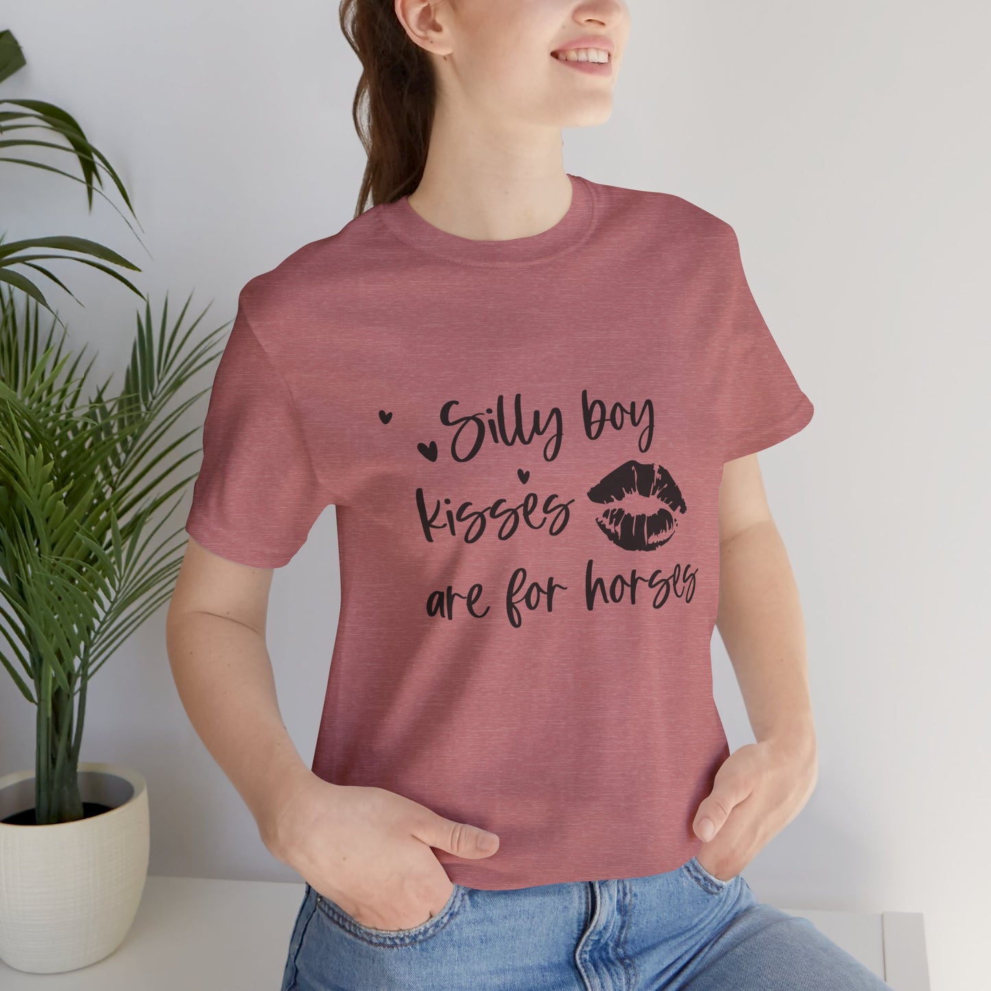 Silly Boy Kisses Tee, Unisex Jersey T-Shirt, Funny Horse Lover Gift, Equine Humor Shirt, Country Style Tee, Unique Animal Lover Apparel