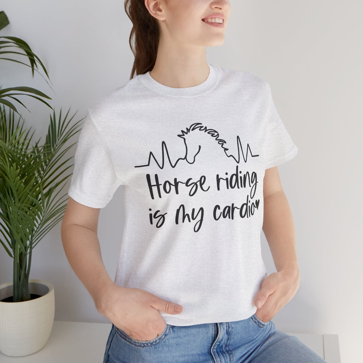 Horse Riding Is My Cardio Unisex Tee, Perfect Gift for Equestrians, Horse Lover T-Shirt, Funny Horse Riding Apparel, Casual Cowgirl Shirt