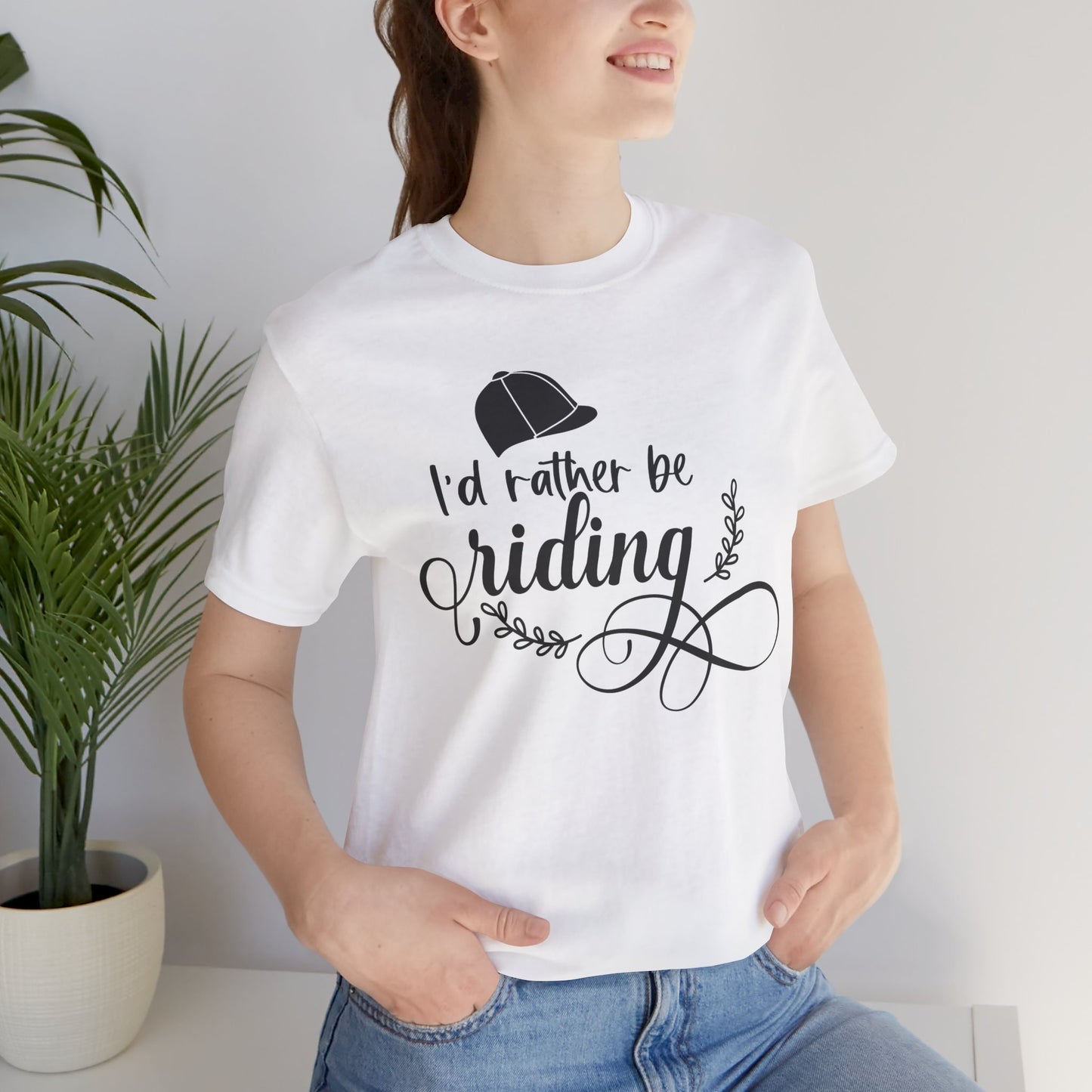 I'd Rather Be Riding Tee - Unisex Short Sleeve Shirt, Perfect Gift for Horse Lovers, Casual Wear, Outdoor Adventures, Equine Enthusiasts