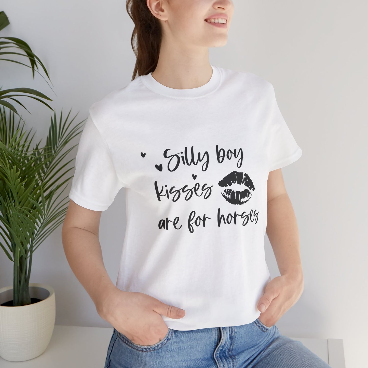 Silly Boy Kisses Tee, Unisex Jersey T-Shirt, Funny Horse Lover Gift, Equine Humor Shirt, Country Style Tee, Unique Animal Lover Apparel