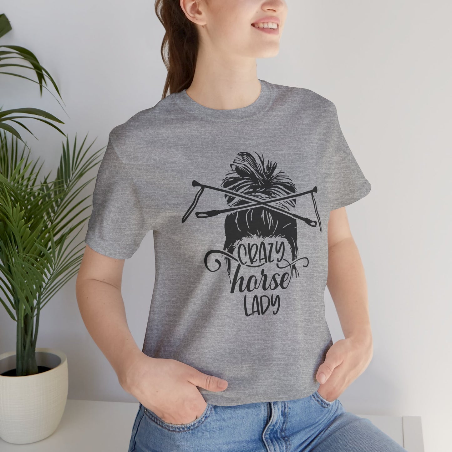 Crazy Horse Lady Unisex Tee, Perfect for Horse Lovers, Gifts for Equestrians, Funny Animal Shirt, Birthday Gift for Her