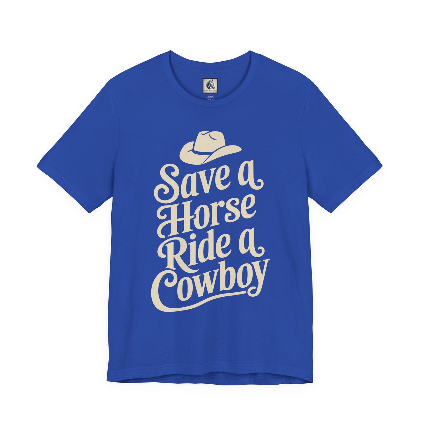Save a Horse, Ride a Cowboy Unisex Jersey Tee | Western Apparel, Country Music Lover Gift, Casual T-Shirt, Rodeo Fashion, Birthday Gift