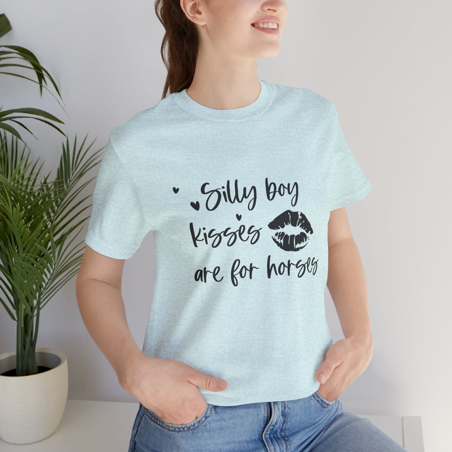 Silly Boy Kisses Tee, Unisex Jersey T-Shirt, Funny Horse Lover Gift, Equine Humor Shirt, Country Style Tee, Unique Animal Lover Apparel