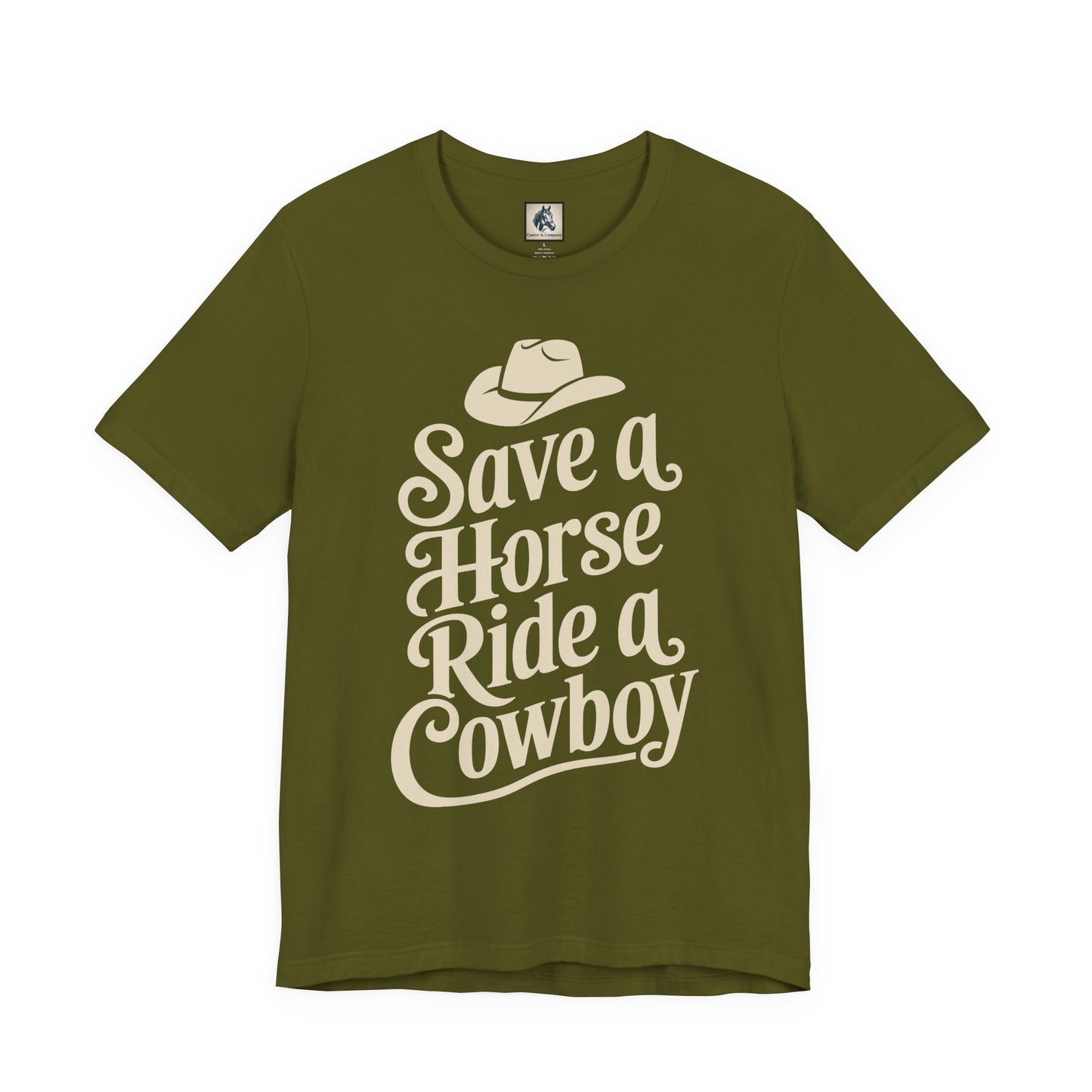 Save a Horse, Ride a Cowboy Unisex Jersey Tee | Western Apparel, Country Music Lover Gift, Casual T-Shirt, Rodeo Fashion, Birthday Gift
