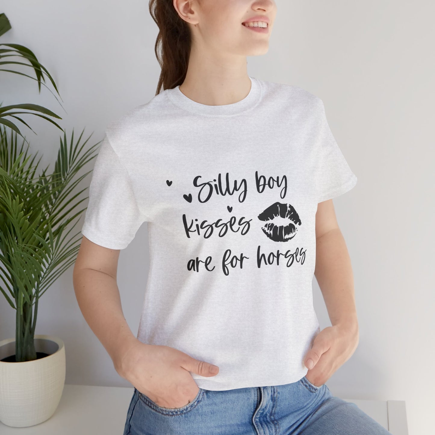 Silly Boy Kisses Tee, Unisex Jersey T-Shirt, Funny Horse Lover Gift, Equine Humor Shirt, Country Style Tee, Unique Animal Lover Apparel