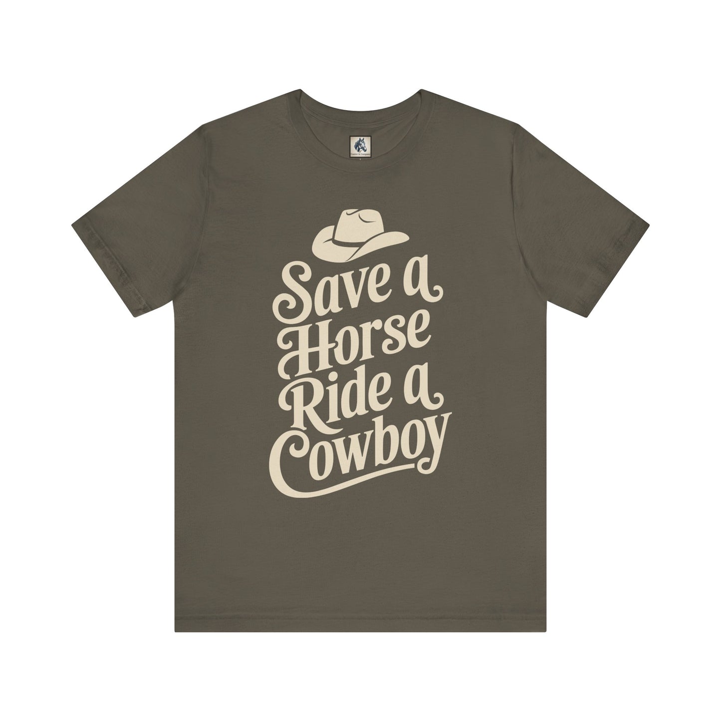 Save a Horse, Ride a Cowboy Unisex Jersey Tee | Western Apparel, Country Music Lover Gift, Casual T-Shirt, Rodeo Fashion, Birthday Gift