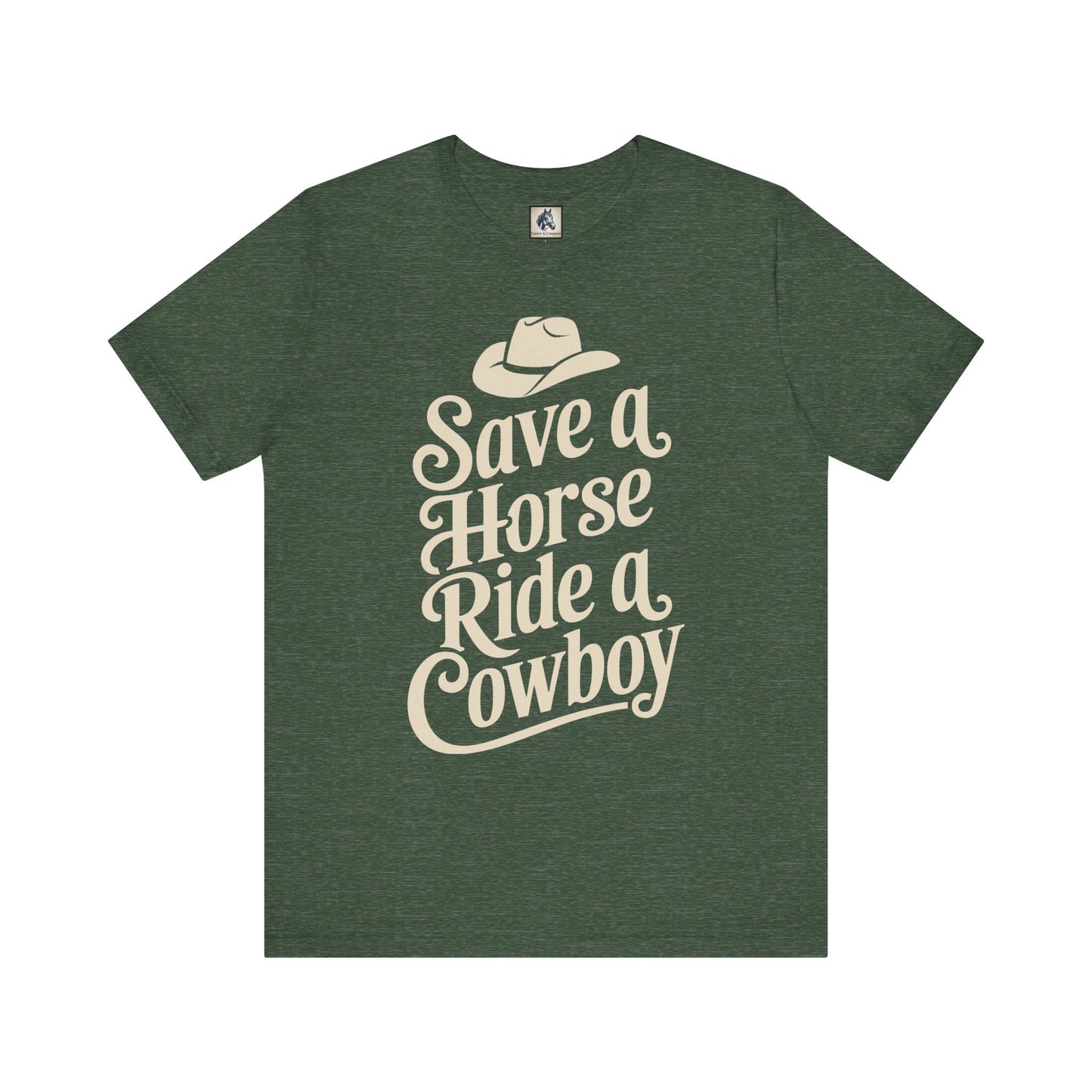 Save a Horse, Ride a Cowboy Unisex Jersey Tee | Western Apparel, Country Music Lover Gift, Casual T-Shirt, Rodeo Fashion, Birthday Gift