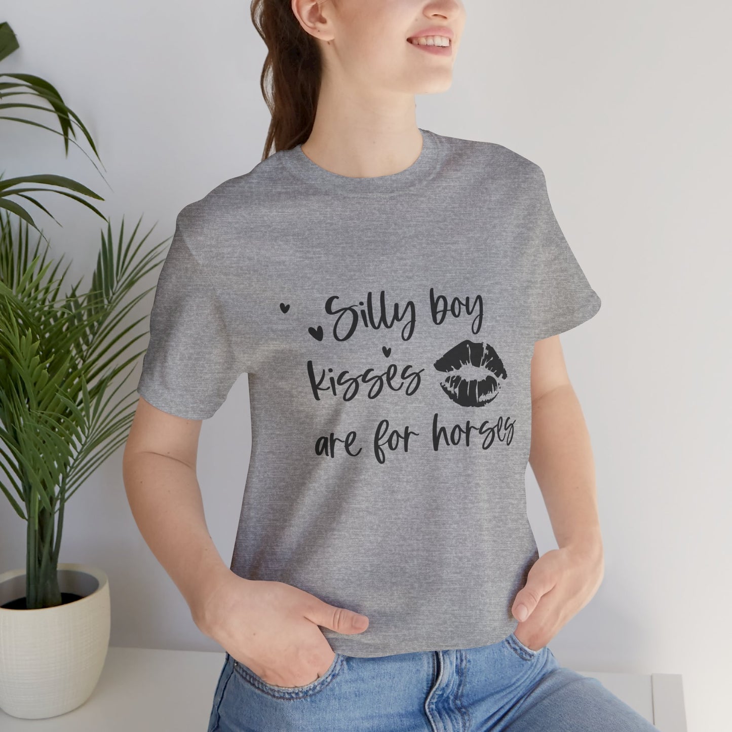 Silly Boy Kisses Tee, Unisex Jersey T-Shirt, Funny Horse Lover Gift, Equine Humor Shirt, Country Style Tee, Unique Animal Lover Apparel