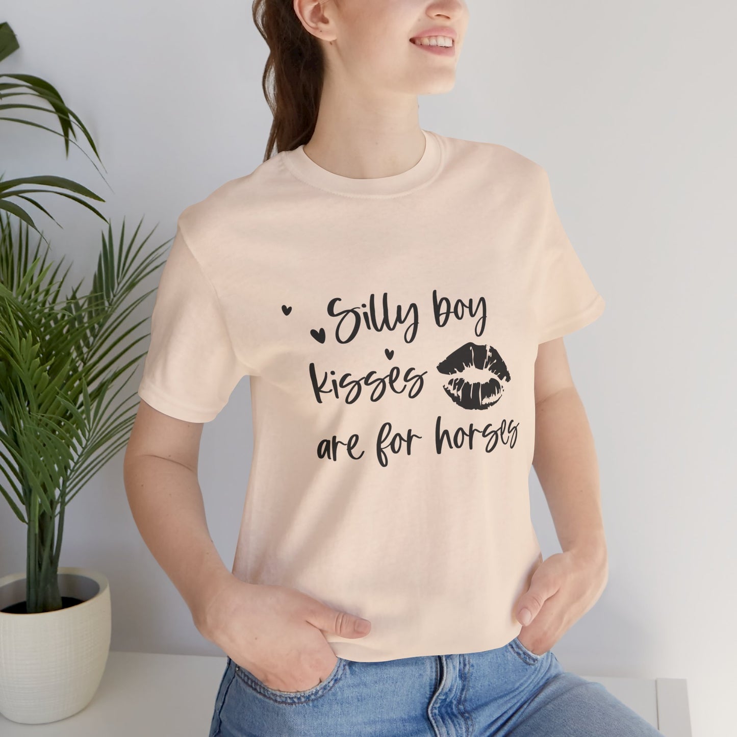 Silly Boy Kisses Tee, Unisex Jersey T-Shirt, Funny Horse Lover Gift, Equine Humor Shirt, Country Style Tee, Unique Animal Lover Apparel
