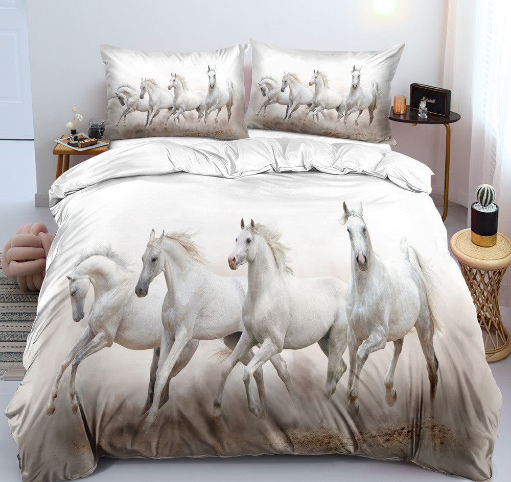 3D Digital New Product Horse Pattern Custom Three Or Four-Piece Bedding