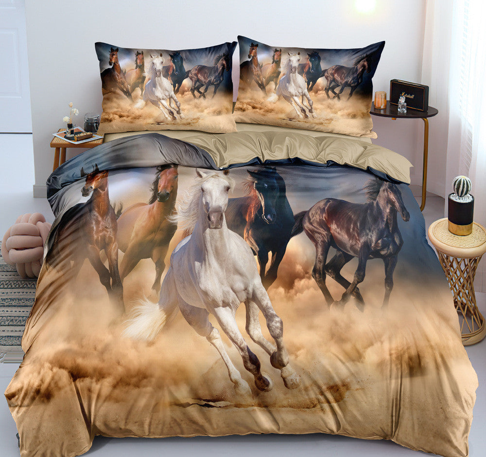 3D Digital New Product Horse Pattern Custom Three Or Four-Piece Bedding