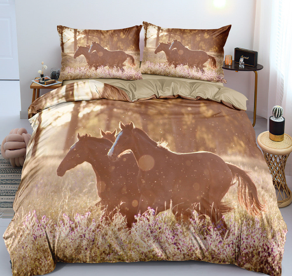 3D Digital New Product Horse Pattern Custom Three Or Four-Piece Bedding