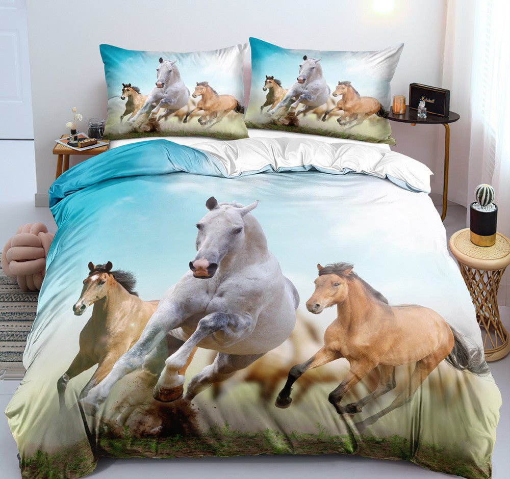 3D Digital New Product Horse Pattern Custom Three Or Four-Piece Bedding