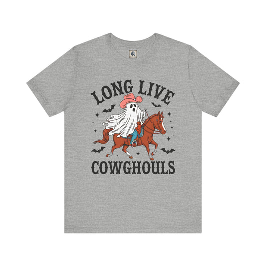 Ghost Cowboy Tee, Spooky Shirt, Halloween Apparel, Unisex Halloween Shirt, Funny Graphic Tee, Long Live Cowghouls