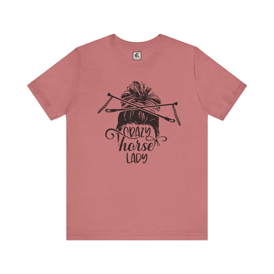 Crazy Horse Lady Unisex Tee, Perfect for Horse Lovers, Gifts for Equestrians, Funny Animal Shirt, Birthday Gift for Her