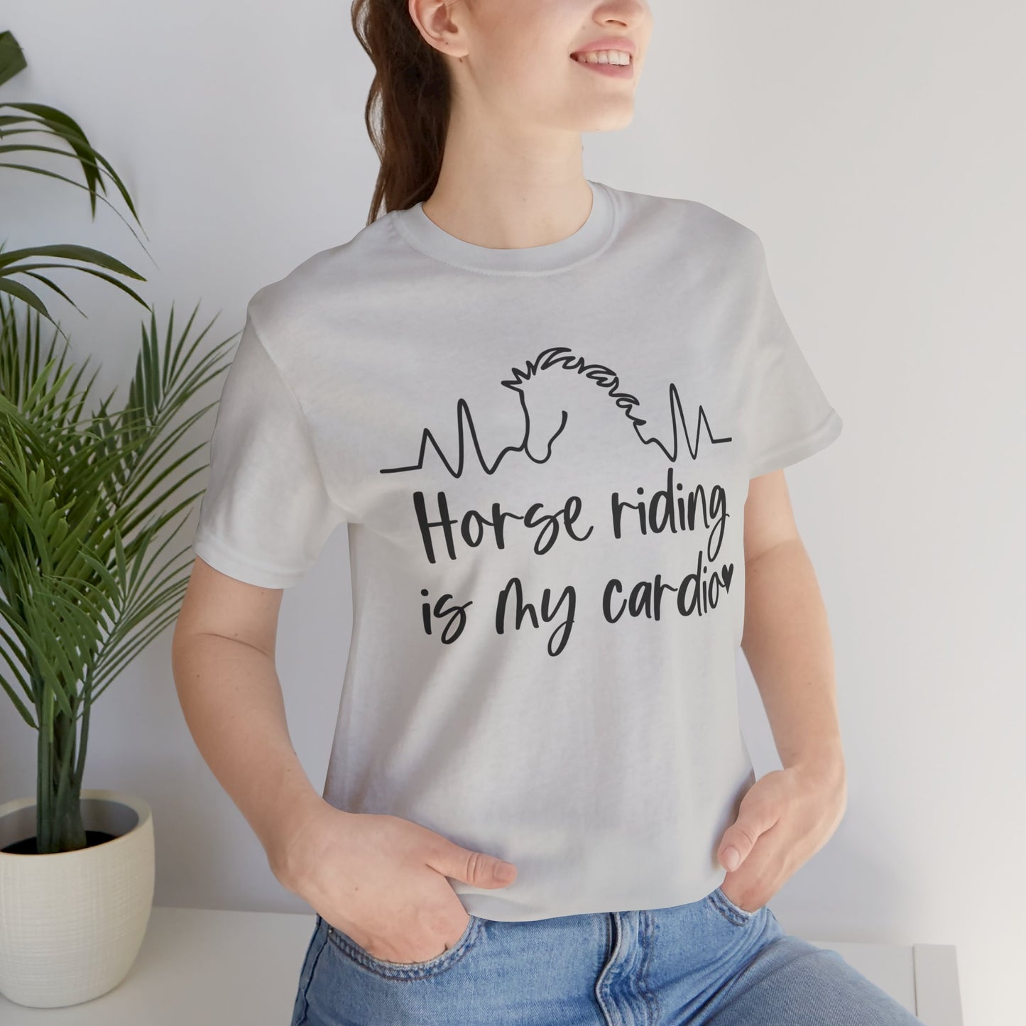 Horse Riding Is My Cardio Unisex Tee, Perfect Gift for Equestrians, Horse Lover T-Shirt, Funny Horse Riding Apparel, Casual Cowgirl Shirt