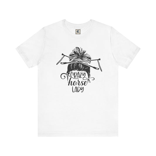 Crazy Horse Lady Unisex Tee, Perfect for Horse Lovers, Gifts for Equestrians, Funny Animal Shirt, Birthday Gift for Her