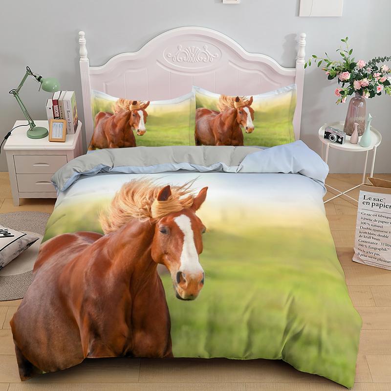 3D Digital Printing Horse Three Four Piece Bedding