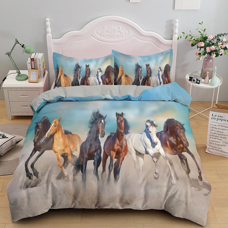 3D Digital Printing Horse Three Four Piece Bedding